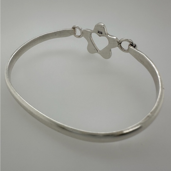 Sterling Silver Brushed Satin Bangle w/ Heart Cutout - Picture 5 of 6